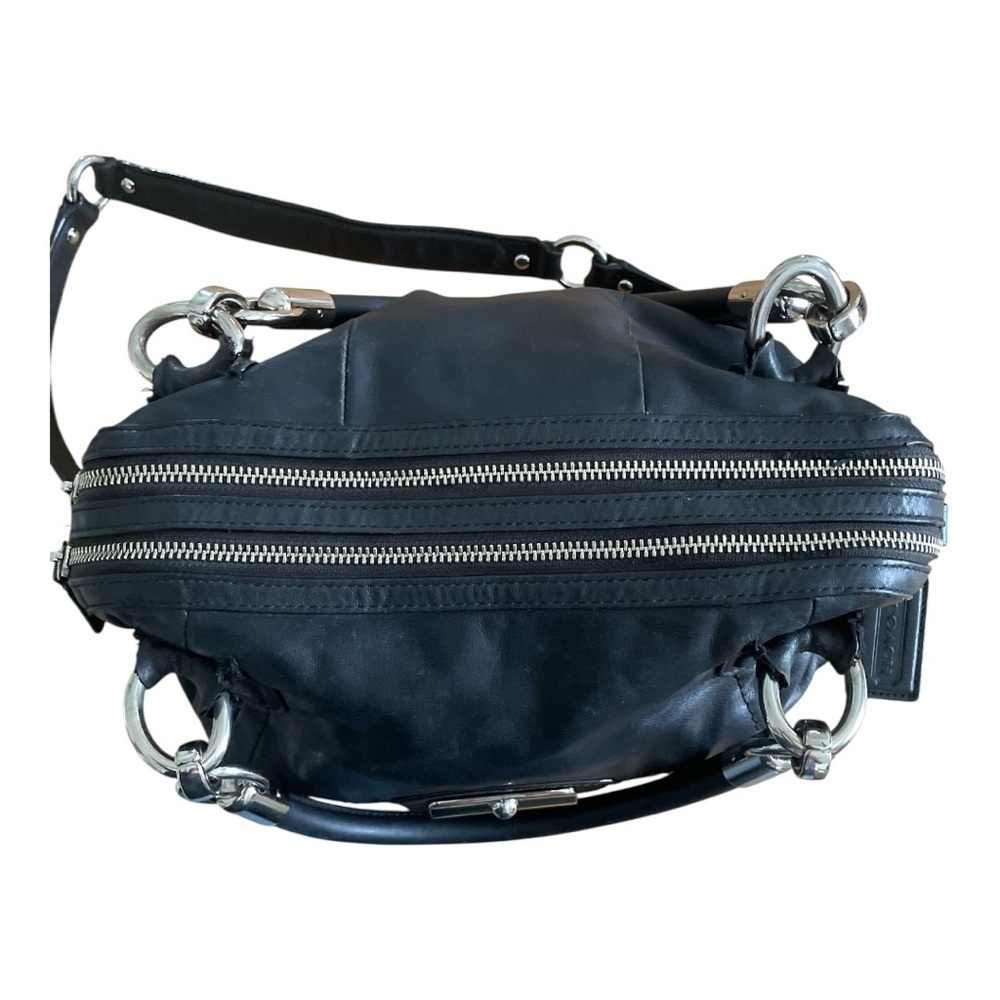 Coach Kristen Black Leather Satchel Shoulder Bag | Silver Hardware | Classic Des - Picture 8 of 11